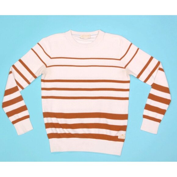 SCOTCH & SODA Striped Cream Brown Sweater Men's Crewneck Cotton size M /144 - Picture 1 of 4